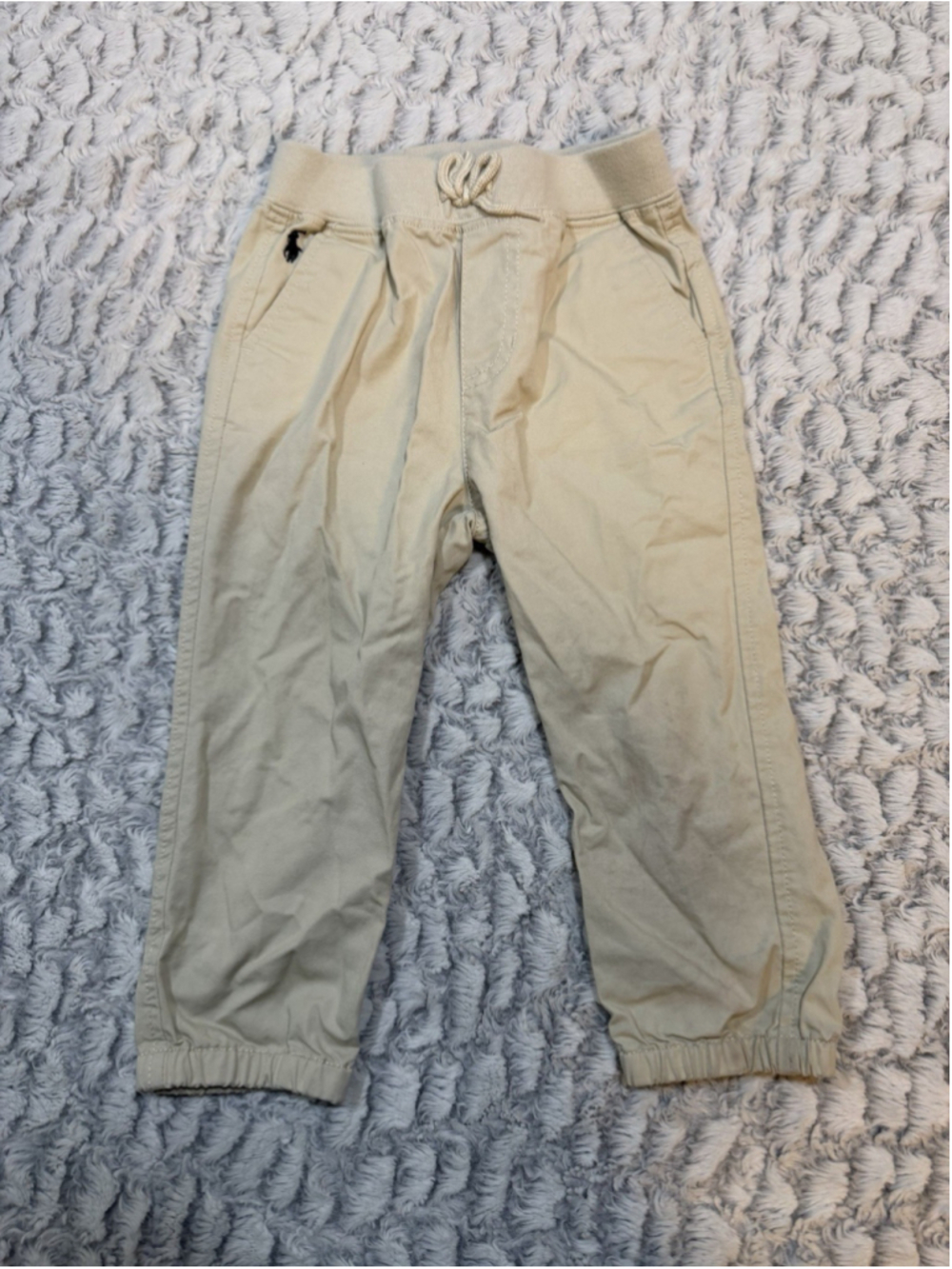 Ralph Lauren Beige Cotton Jogger Pants 18M Drawstring Pull On Elastic Waist